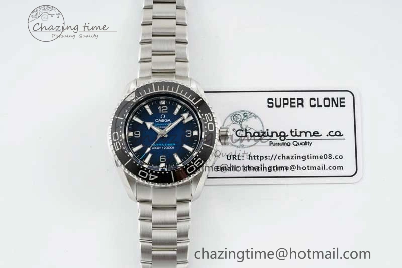 Seamaster 6000M Ultra Deep SS SBF 1:1 Best Edition Deep Blue Dial on SS Bracelet A8912 Super Clone SunProtective 7816