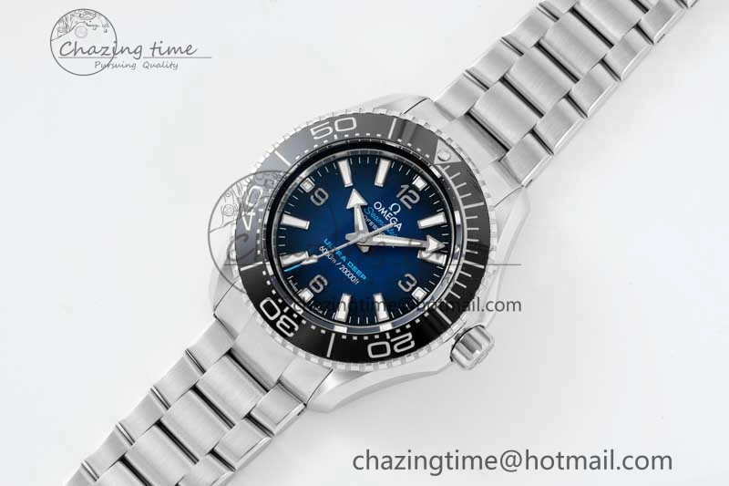 Seamaster 6000M Ultra Deep SS SBF 1:1 Best Edition Deep Blue Dial on SS Bracelet A8912 Super Clone SunProtective 7816