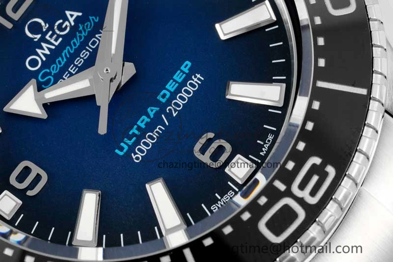 Seamaster 6000M Ultra Deep SS SBF 1:1 Best Edition Deep Blue Dial on SS Bracelet A8912 Super Clone SunProtective 7816