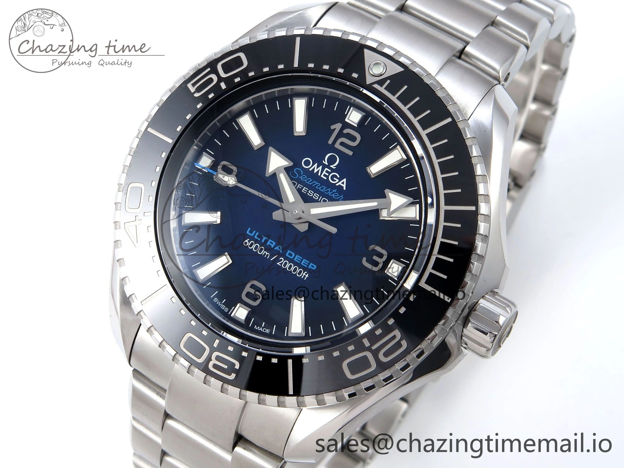 Seamaster 6000M Ultra Deep SS VRF 1:1 Best Edition Deep Blue Dial on SS Bracelet A8912 Super Clone EasyMatch 7689
