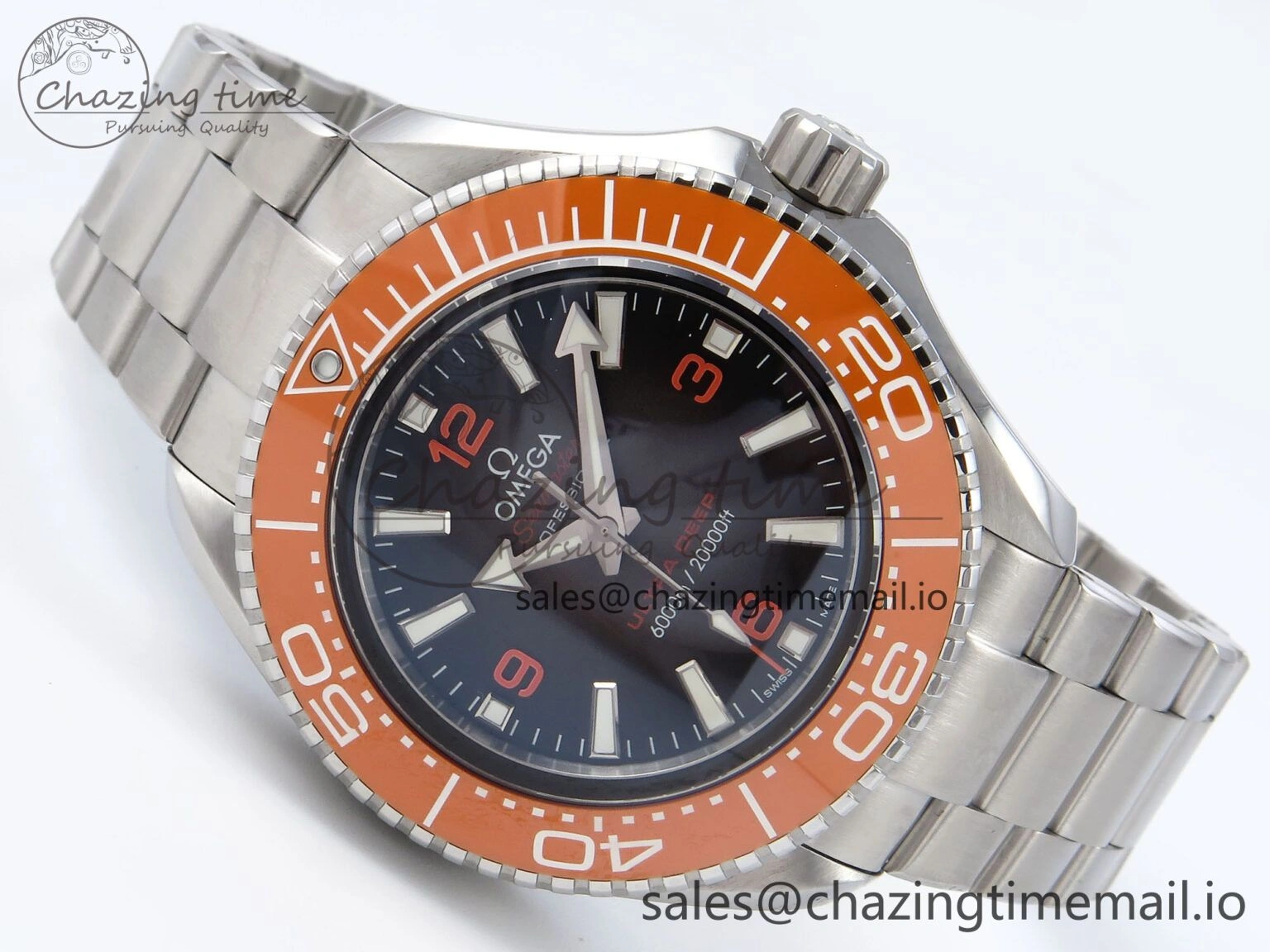 Elegant Seamaster 6000M Ultra Deep SS VRF 1:1 Best Edition Gray Dial Orange Bezel on SS Bracelet A8912 Super Clone 7687