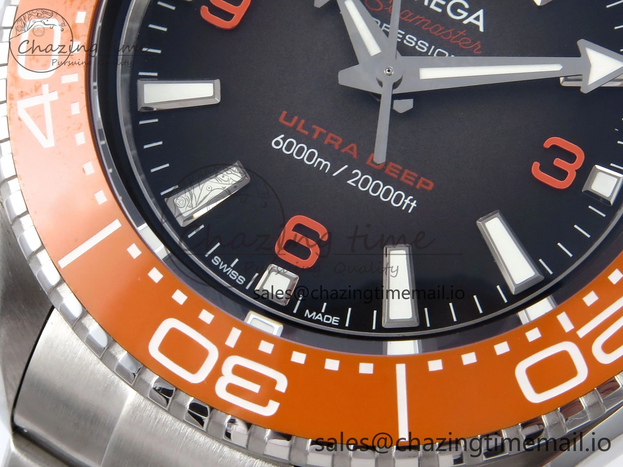 Elegant Seamaster 6000M Ultra Deep SS VRF 1:1 Best Edition Gray Dial Orange Bezel on SS Bracelet A8912 Super Clone 7687