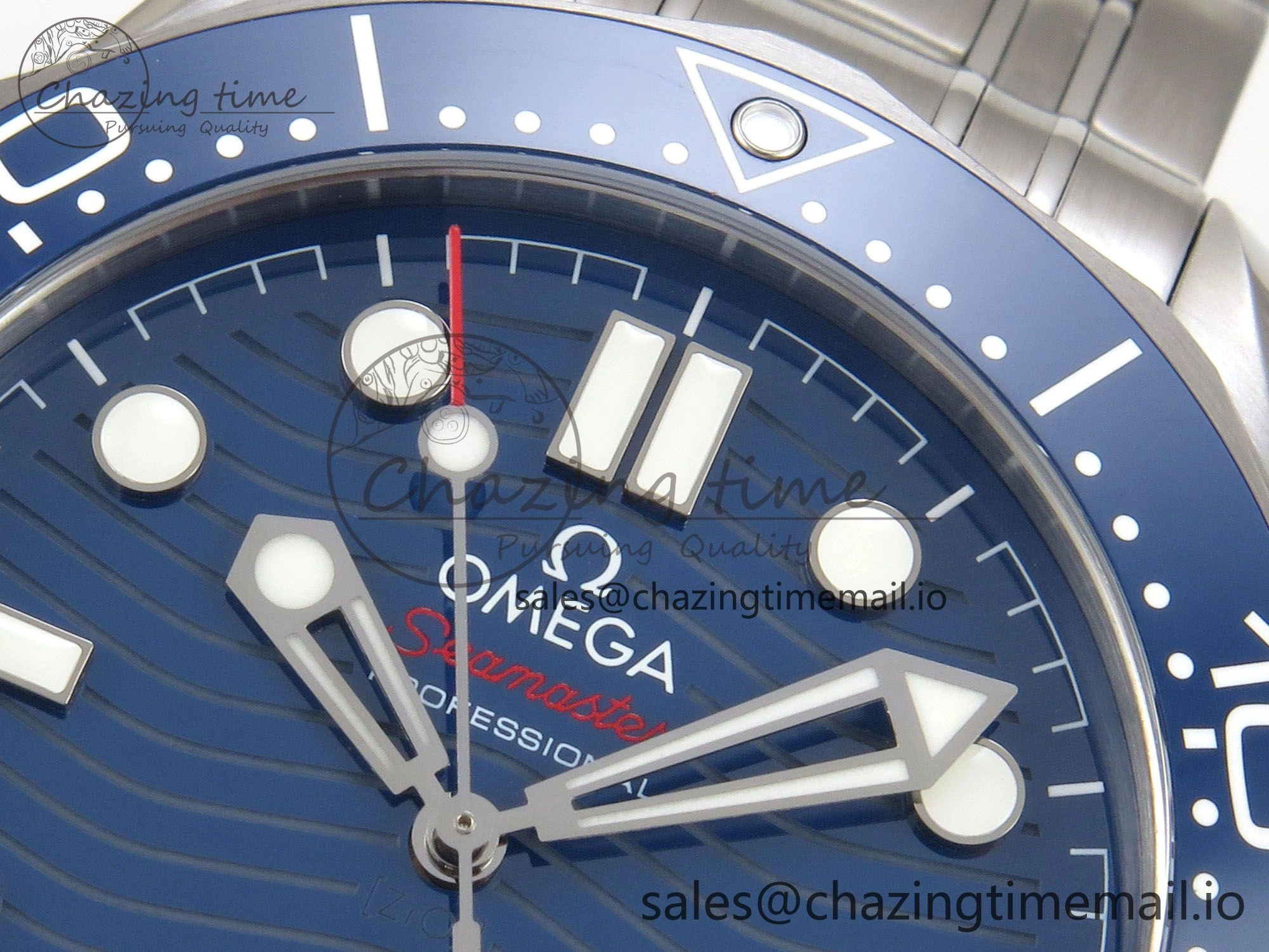 SmoothTexture Seamaster Diver 300M Black Ceramic Bezel V4 VSF 1:1 Best Edition Blue Dial On SS Bracelet Super Clone Asian 7655