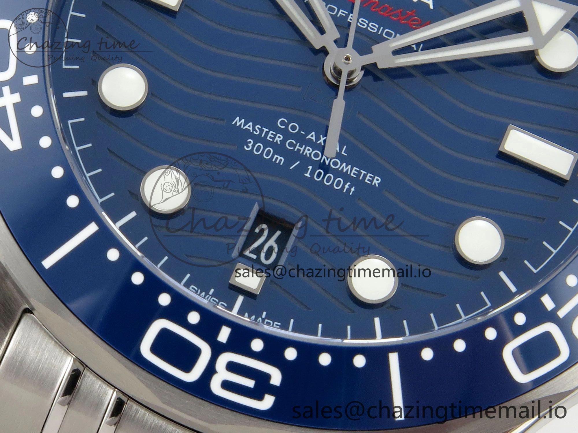 SmoothTexture Seamaster Diver 300M Black Ceramic Bezel V4 VSF 1:1 Best Edition Blue Dial On SS Bracelet Super Clone Asian 7655