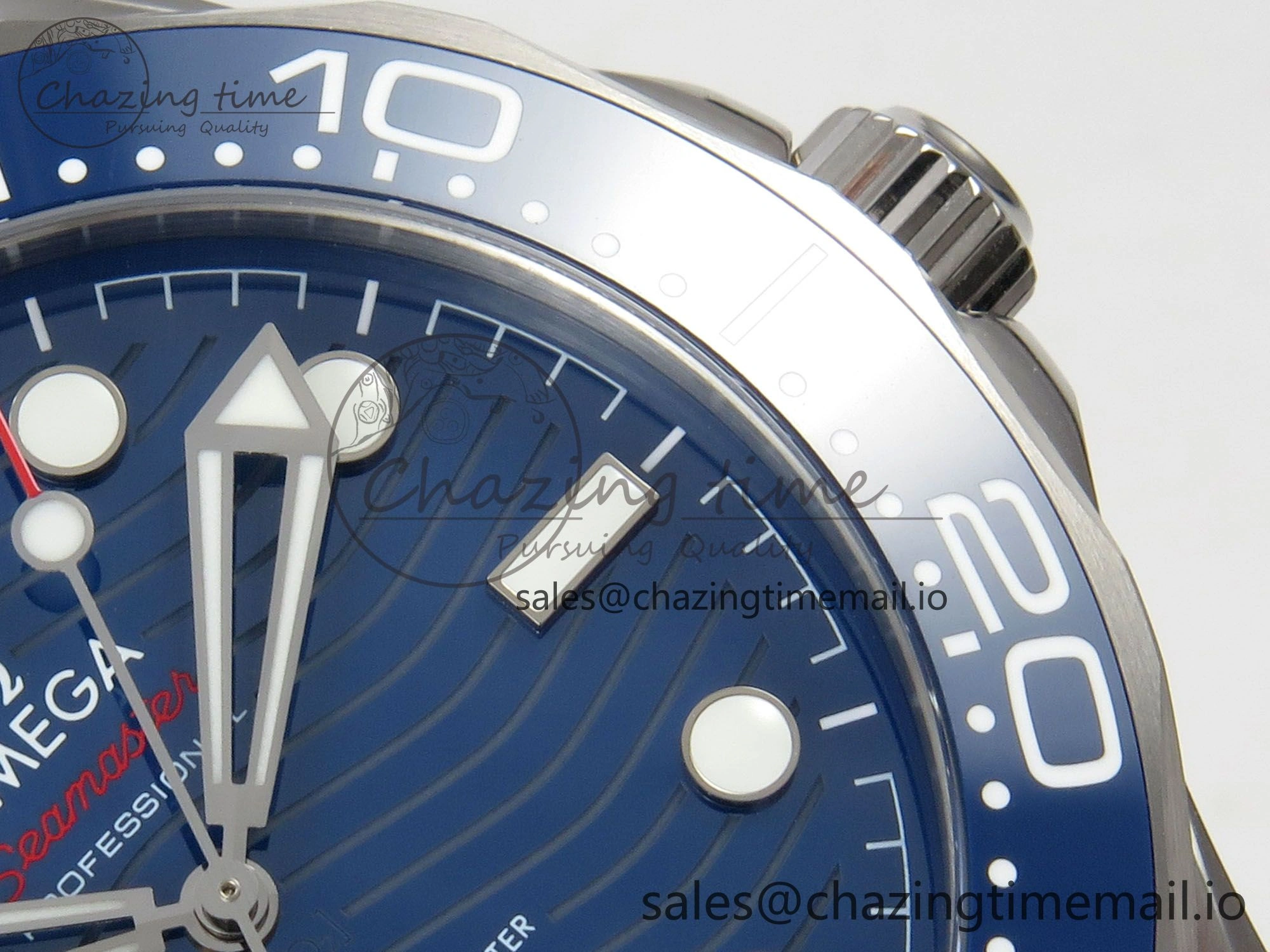 SmoothTexture Seamaster Diver 300M Black Ceramic Bezel V4 VSF 1:1 Best Edition Blue Dial On SS Bracelet Super Clone Asian 7655