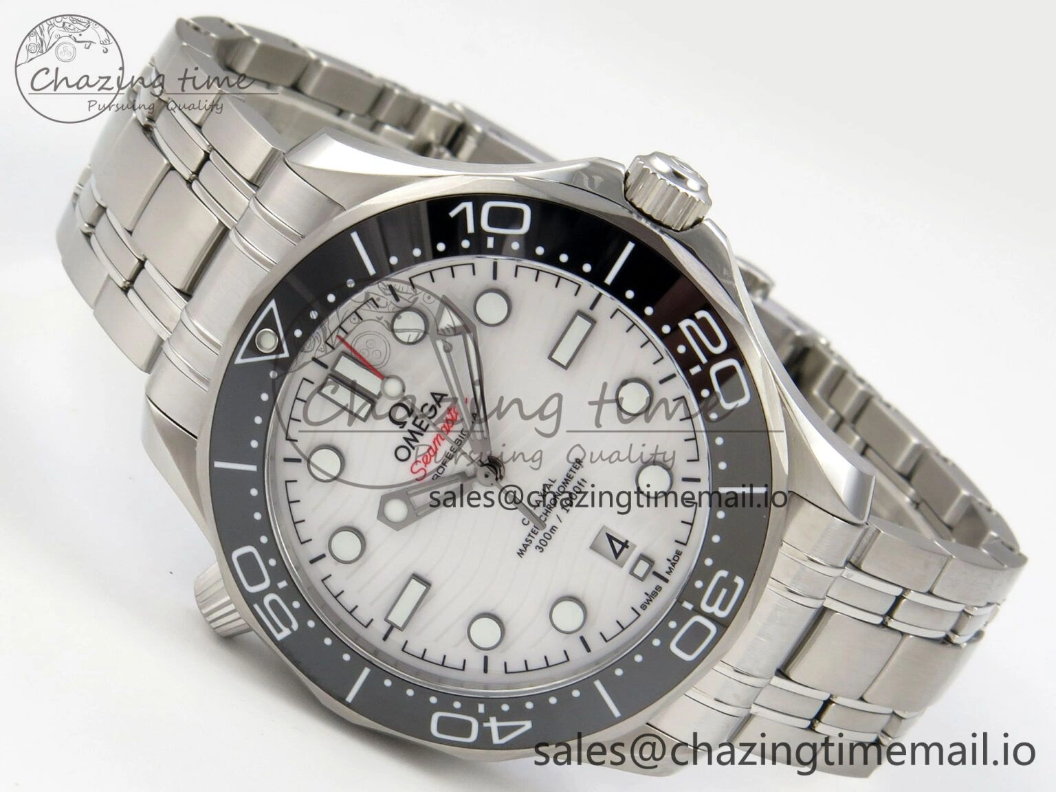 OdorResistant Seamaster Diver 300M Black Ceramic Bezel V4 VSF 1:1 Best Edition White Dial On SS Bracelet Super Clone Asian 7654