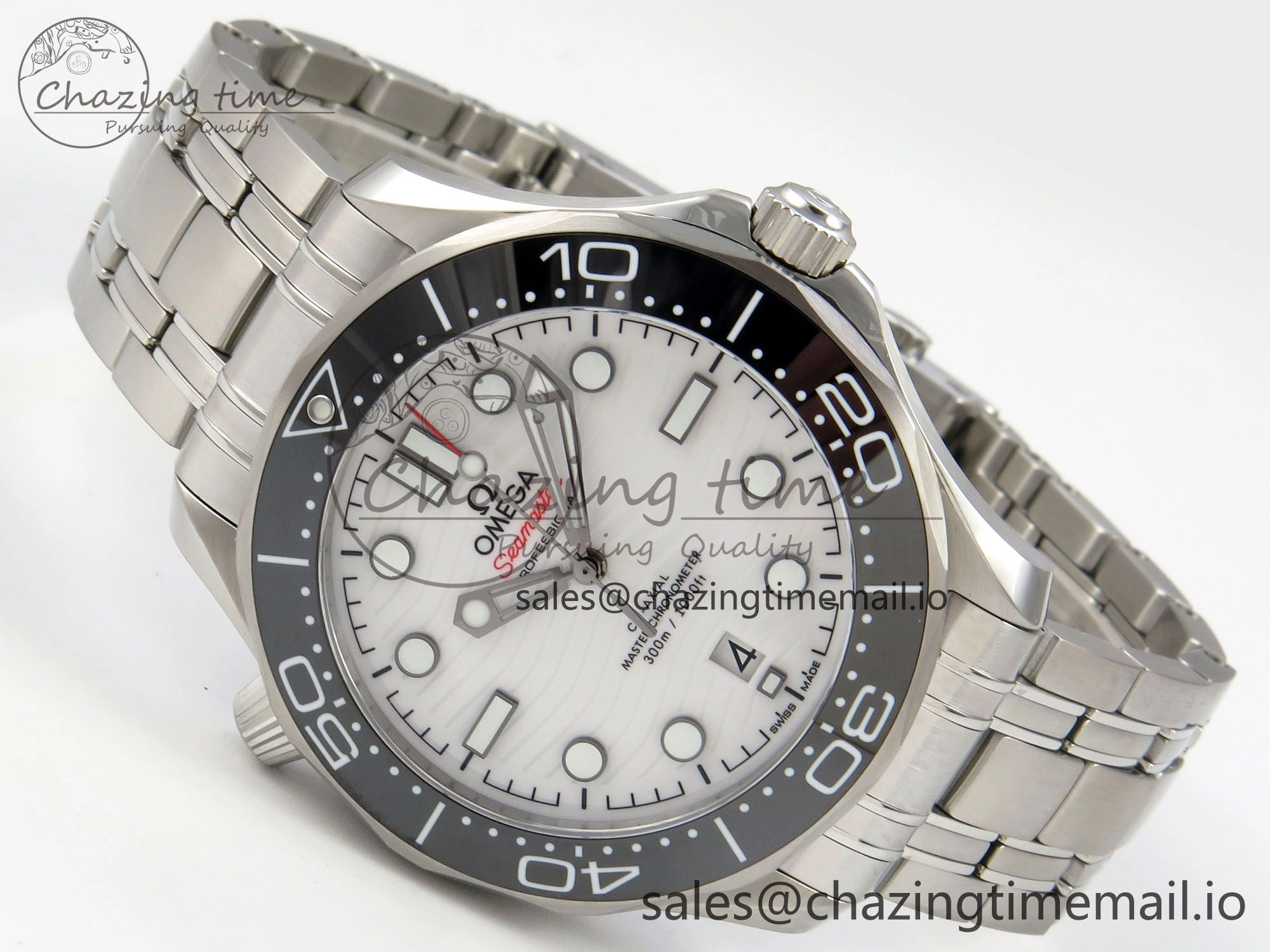 OdorResistant Seamaster Diver 300M Black Ceramic Bezel V4 VSF 1:1 Best Edition White Dial On SS Bracelet Super Clone Asian 7654