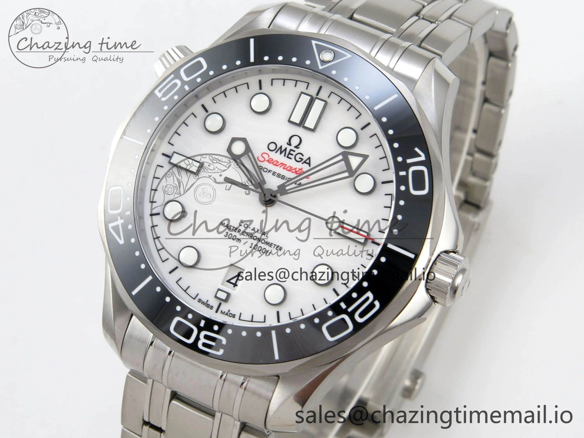 OdorResistant Seamaster Diver 300M Black Ceramic Bezel V4 VSF 1:1 Best Edition White Dial On SS Bracelet Super Clone Asian 7654