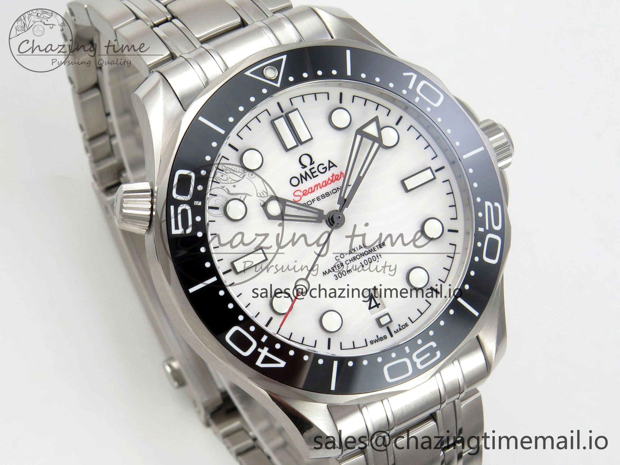 OdorResistant Seamaster Diver 300M Black Ceramic Bezel V4 VSF 1:1 Best Edition White Dial On SS Bracelet Super Clone Asian 7654