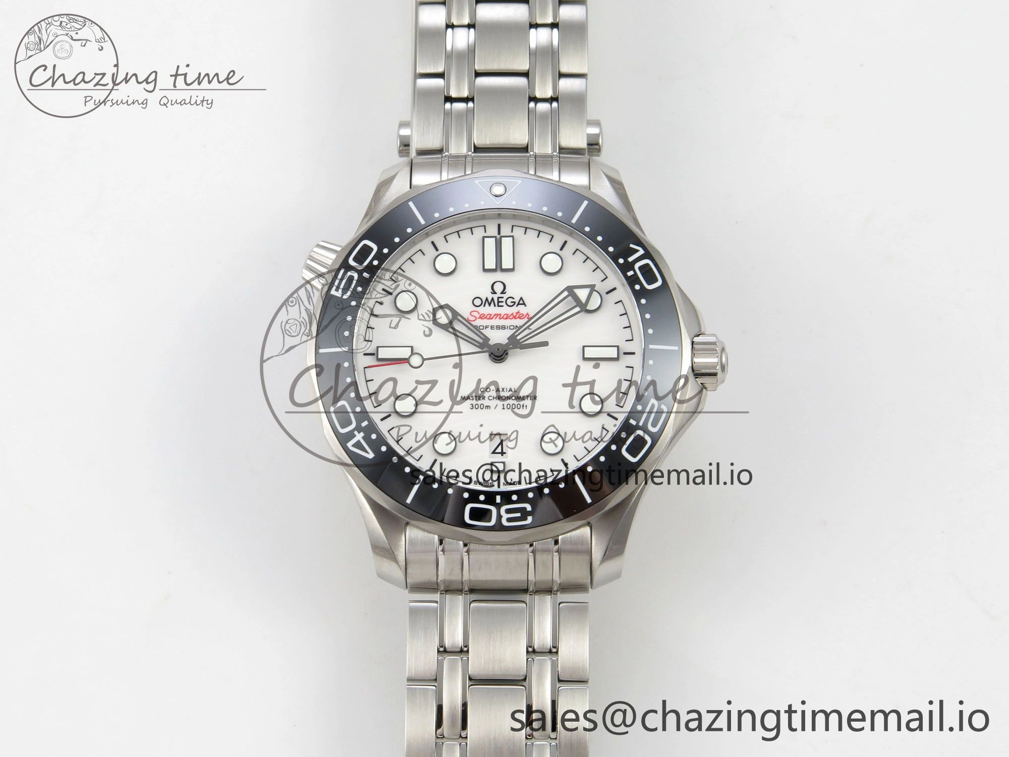 OdorResistant Seamaster Diver 300M Black Ceramic Bezel V4 VSF 1:1 Best Edition White Dial On SS Bracelet Super Clone Asian 7654