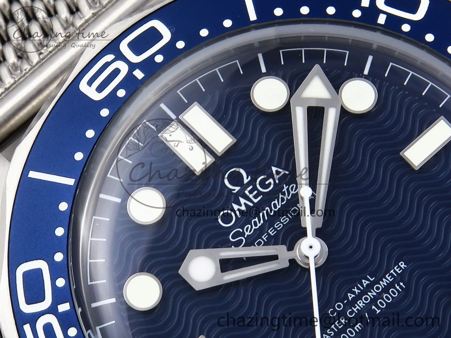 Comfortable Seamaster Diver 300M James Bond 007 60th Anniversary VSF 1:1 Best Edition  Blue Dial on Mesh Bracelet A 7782