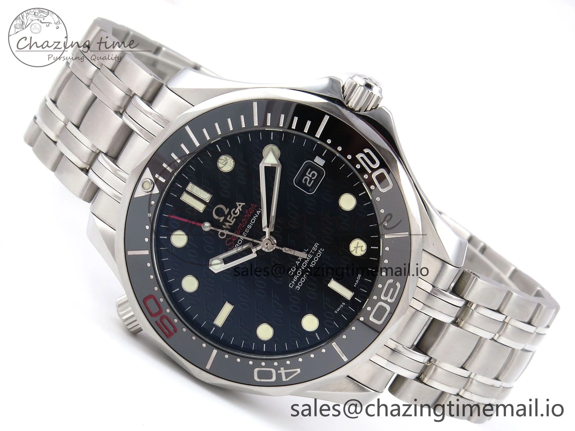 Seamaster Diver 300M OMF 1:1 Best Edition Black Ceramic Black 007 Dial on SS Bracelet A FreshLook 7707