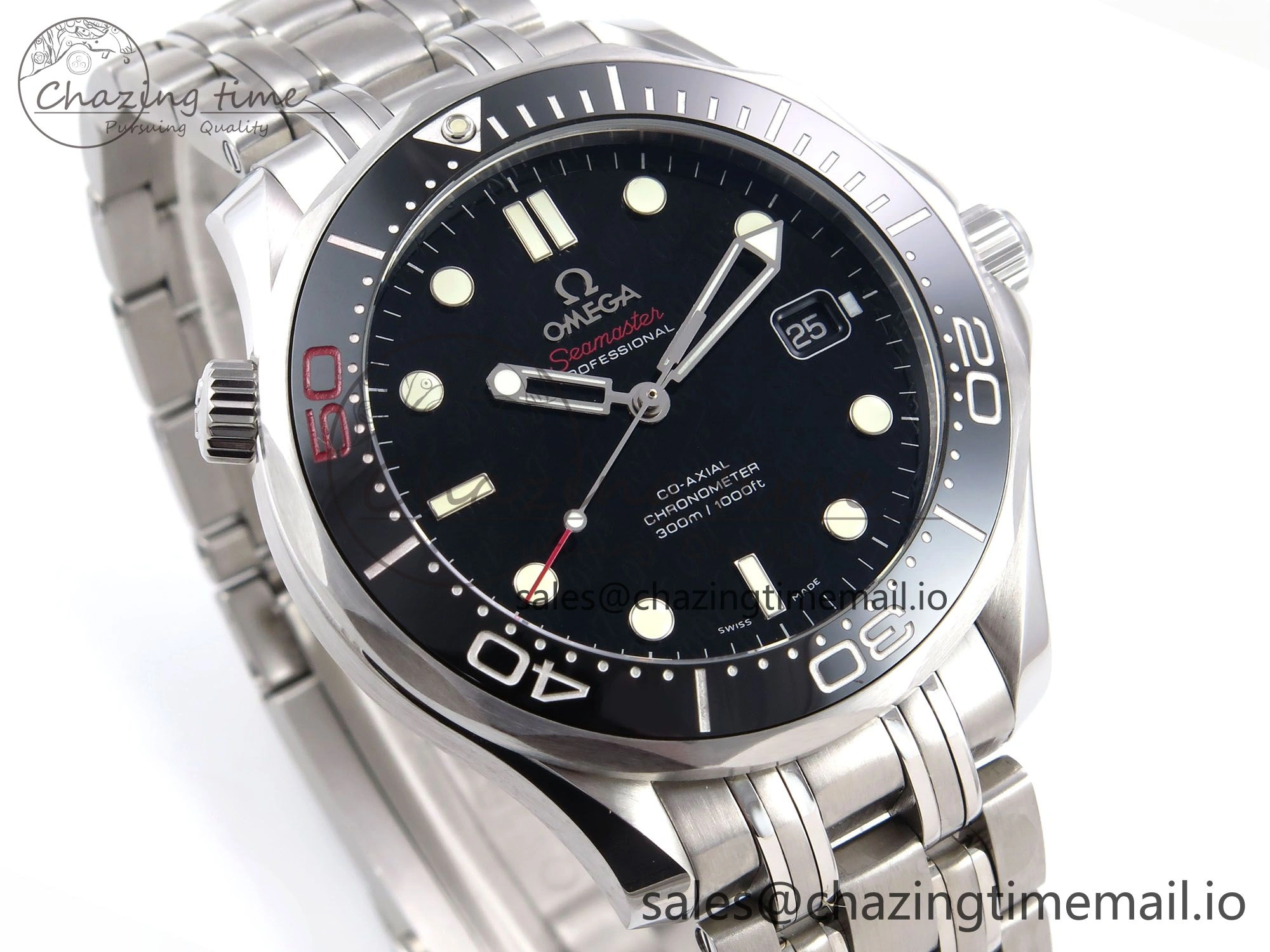 Seamaster Diver 300M OMF 1:1 Best Edition Black Ceramic Black 007 Dial on SS Bracelet A FreshLook 7707