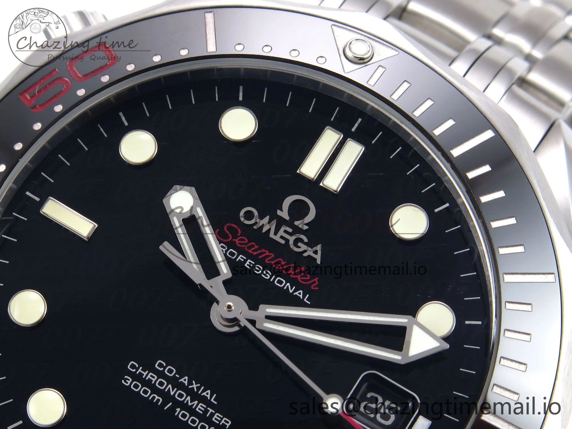 Seamaster Diver 300M OMF 1:1 Best Edition Black Ceramic Black 007 Dial on SS Bracelet A FreshLook 7707