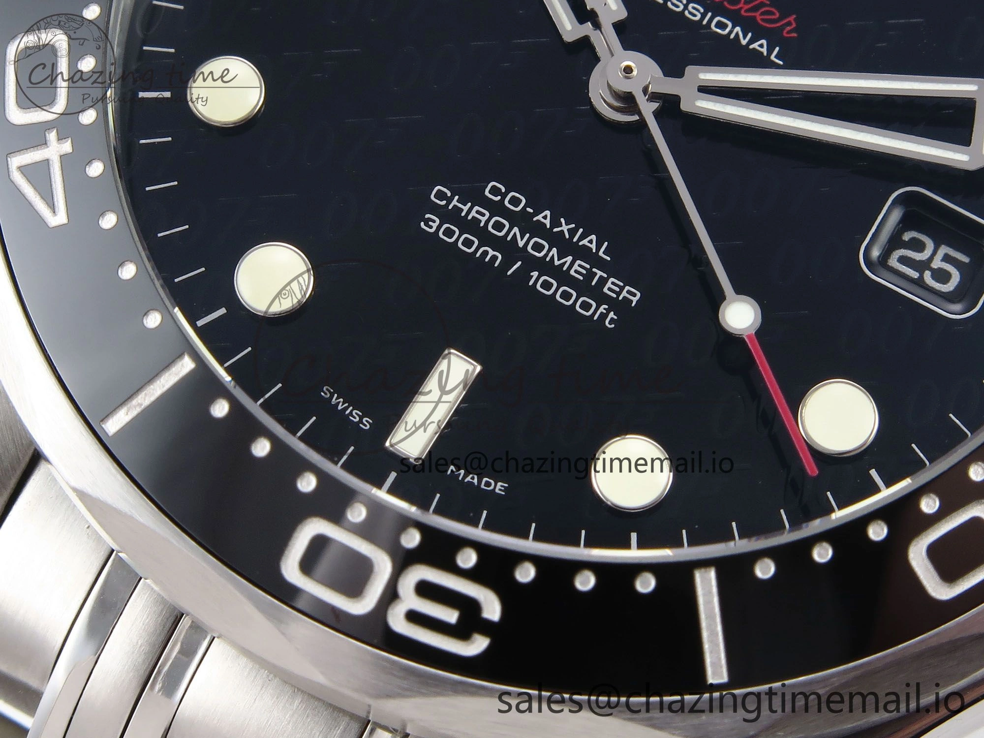 Seamaster Diver 300M OMF 1:1 Best Edition Black Ceramic Black 007 Dial on SS Bracelet A FreshLook 7707