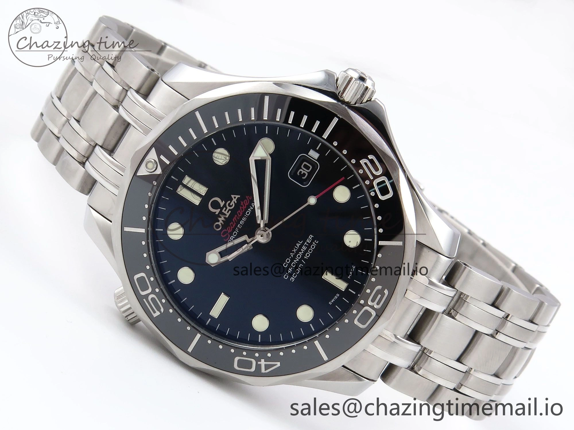Seamaster Diver 300M OMF 1:1 Best Edition Black Ceramic Black Dial on SS Bracelet A Reliable 7708