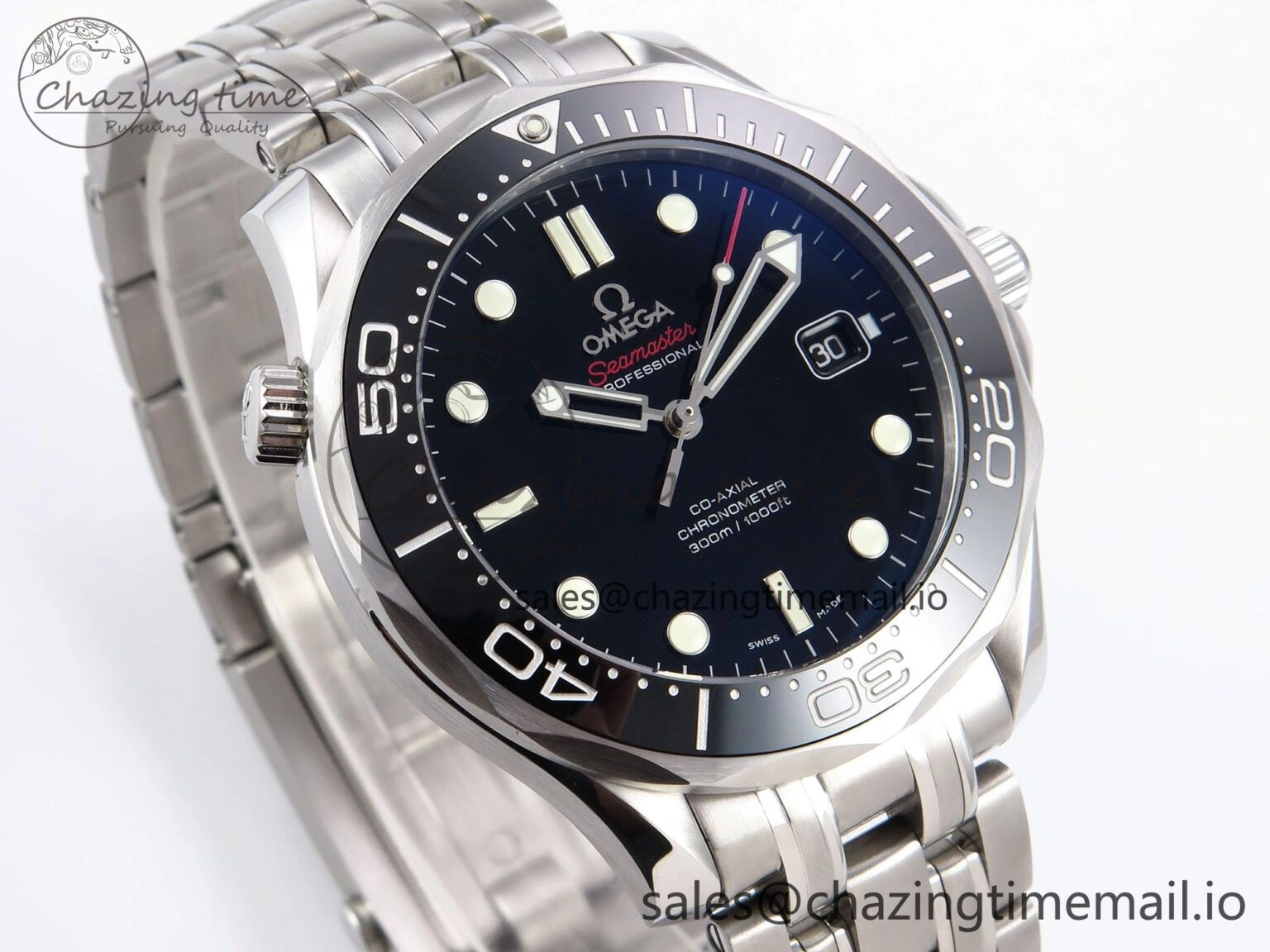 Seamaster Diver 300M OMF 1:1 Best Edition Black Ceramic Black Dial on SS Bracelet A Reliable 7708