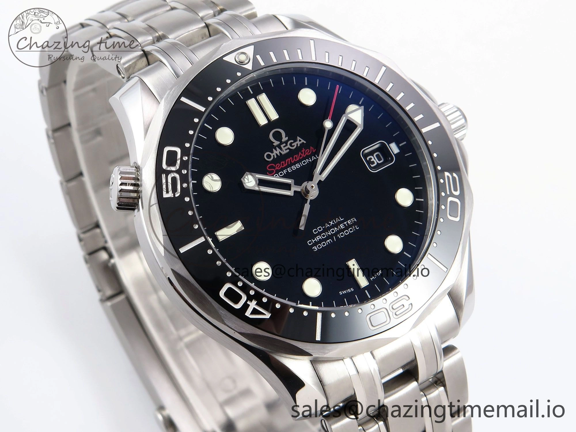 Seamaster Diver 300M OMF 1:1 Best Edition Black Ceramic Black Dial on SS Bracelet A Reliable 7708