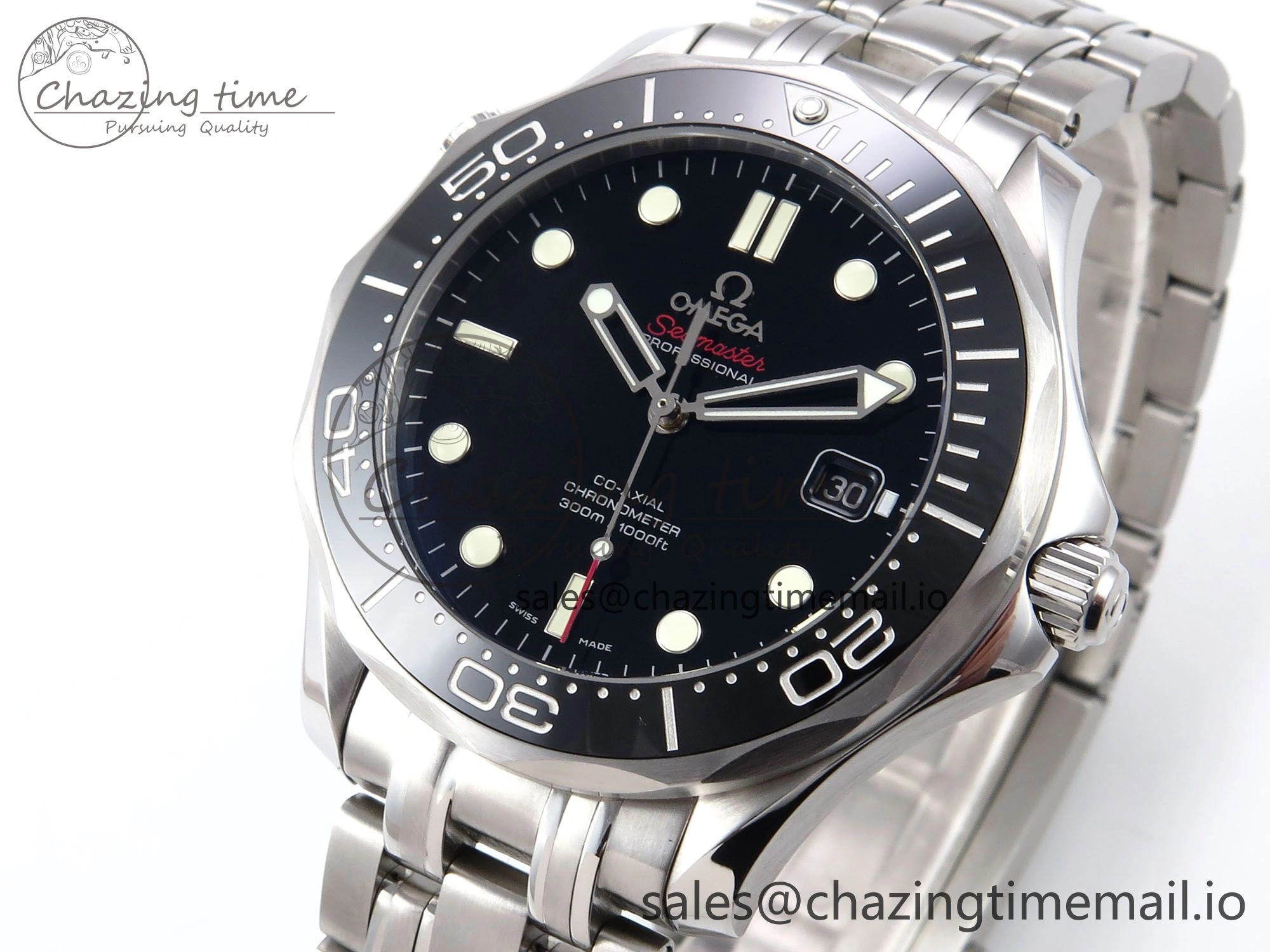 Seamaster Diver 300M OMF 1:1 Best Edition Black Ceramic Black Dial on SS Bracelet A Reliable 7708