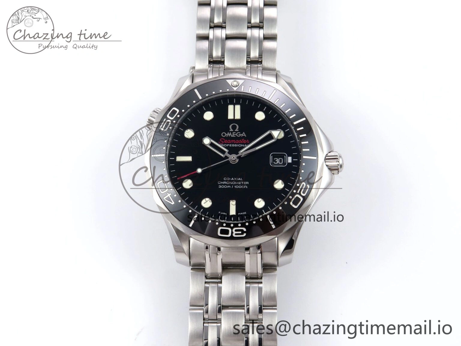 Seamaster Diver 300M OMF 1:1 Best Edition Black Ceramic Black Dial on SS Bracelet A Reliable 7708
