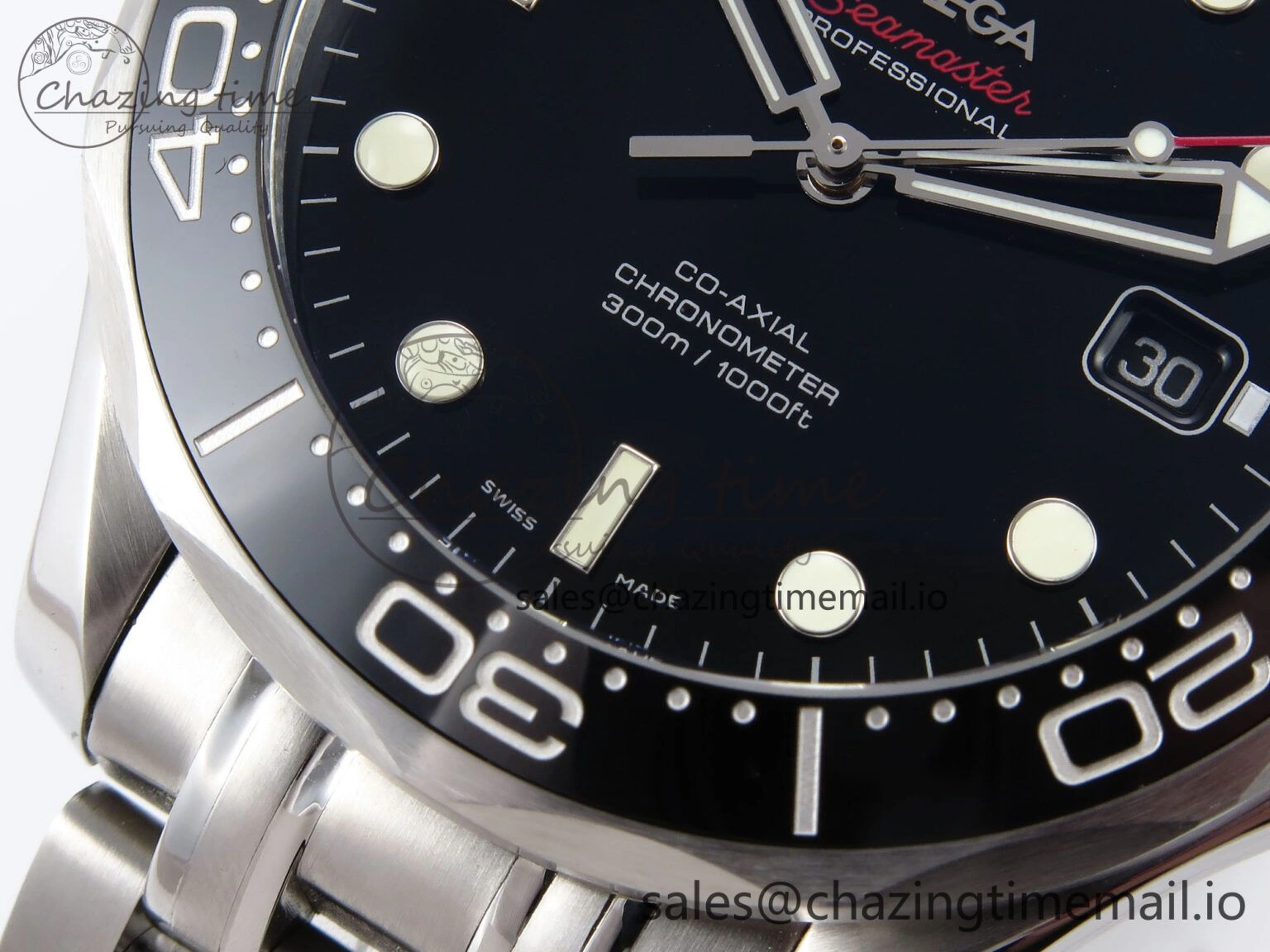 Seamaster Diver 300M OMF 1:1 Best Edition Black Ceramic Black Dial on SS Bracelet A Reliable 7708