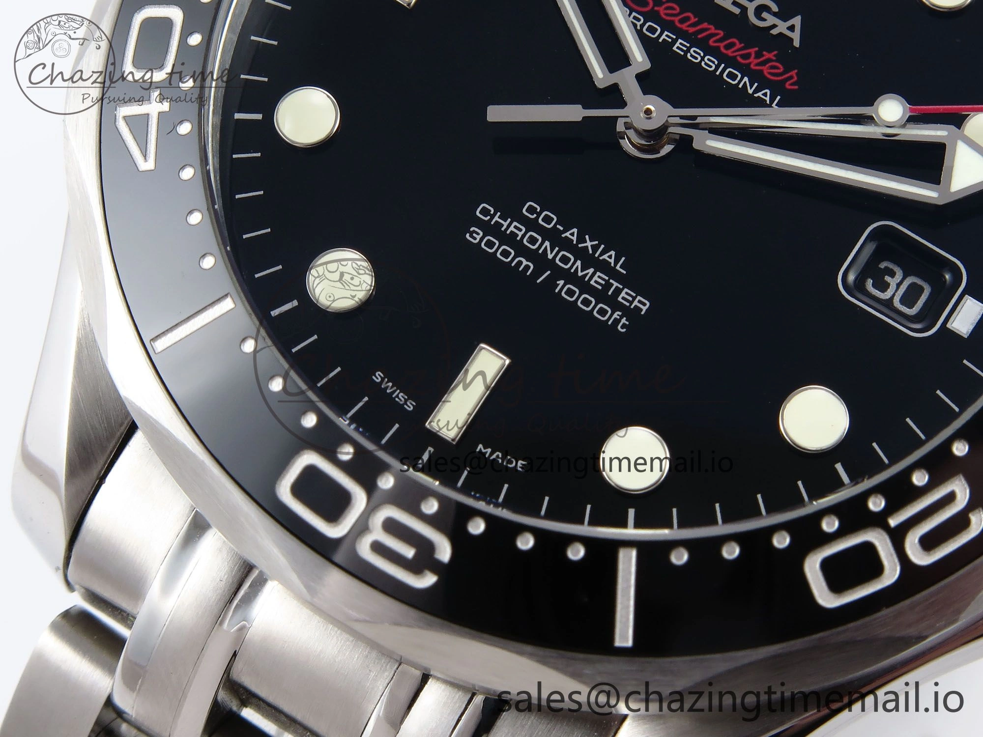 Seamaster Diver 300M OMF 1:1 Best Edition Black Ceramic Black Dial on SS Bracelet A Reliable 7708