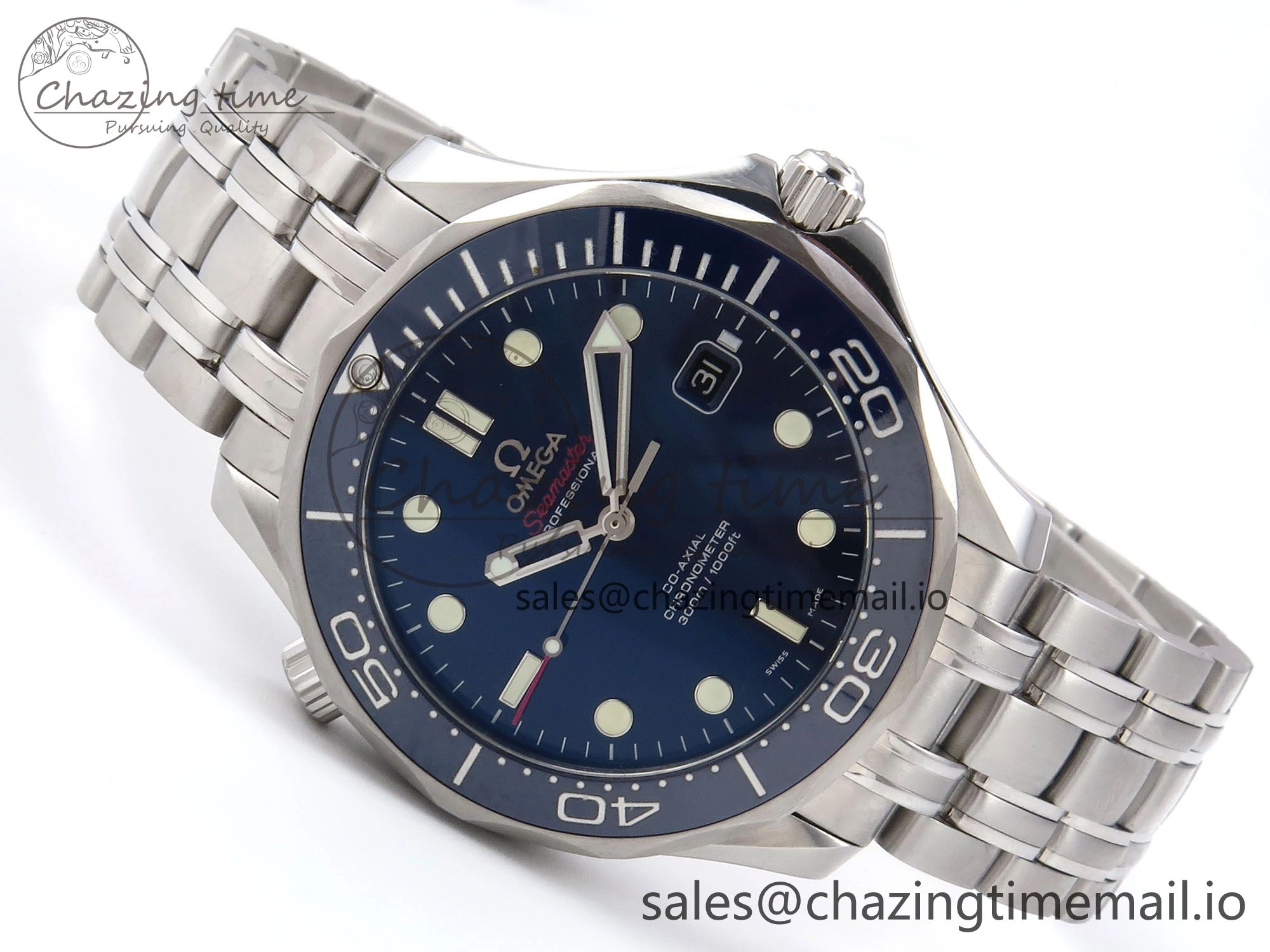 Modern Seamaster Diver 300M OMF 1:1 Best Edition Blue Ceramic Blue Dial on SS Bracelet A 7706