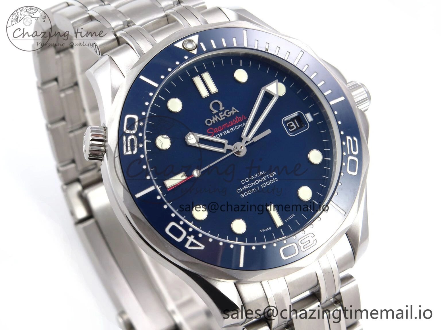 Modern Seamaster Diver 300M OMF 1:1 Best Edition Blue Ceramic Blue Dial on SS Bracelet A 7706