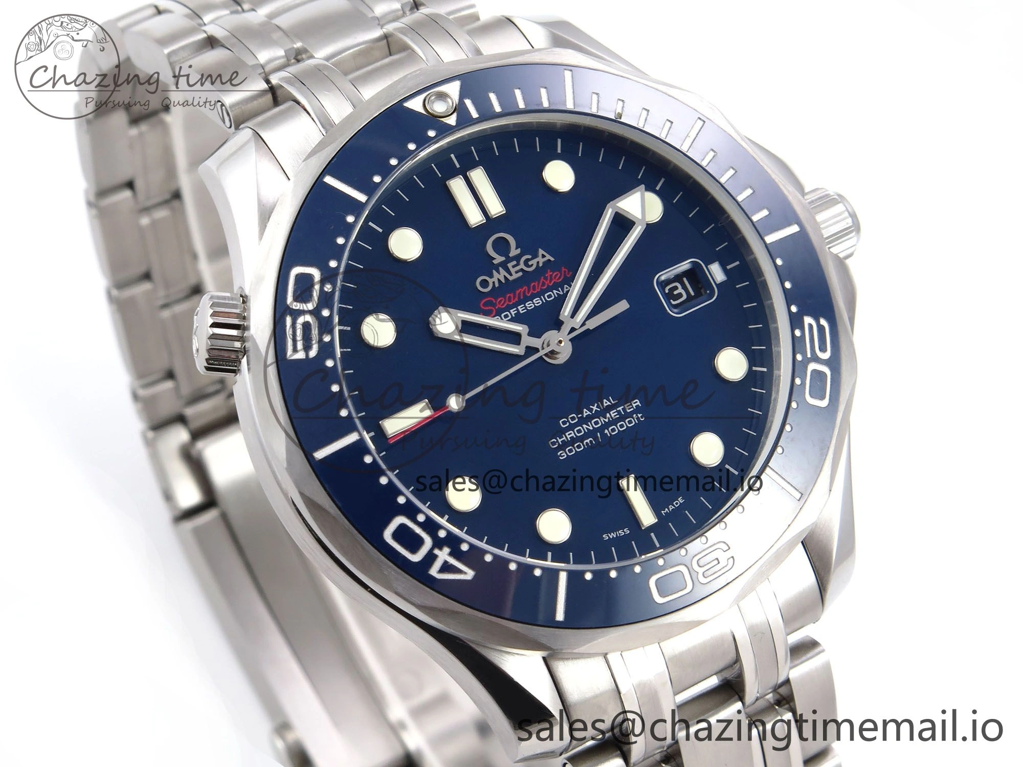 Modern Seamaster Diver 300M OMF 1:1 Best Edition Blue Ceramic Blue Dial on SS Bracelet A 7706