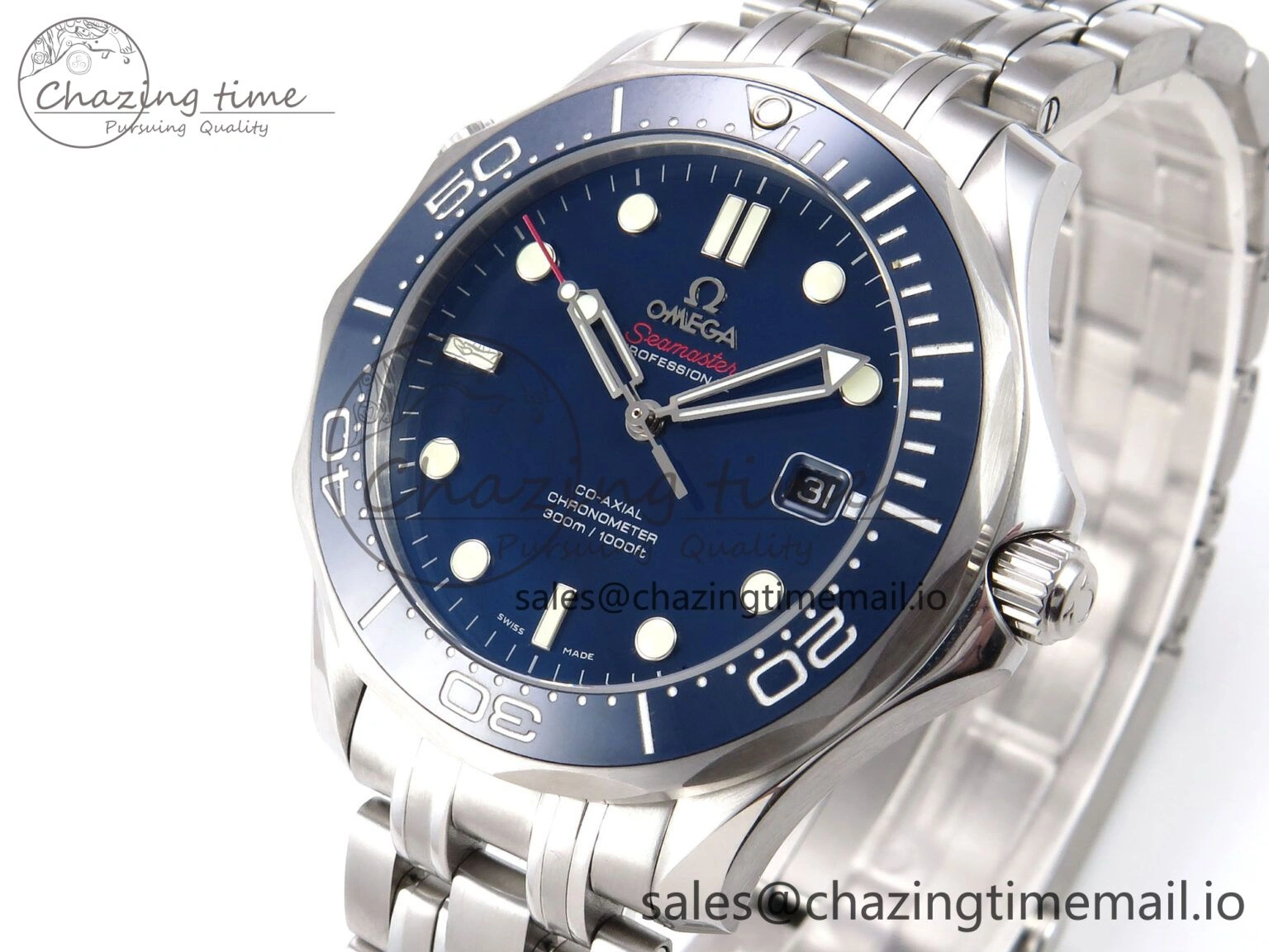Modern Seamaster Diver 300M OMF 1:1 Best Edition Blue Ceramic Blue Dial on SS Bracelet A 7706