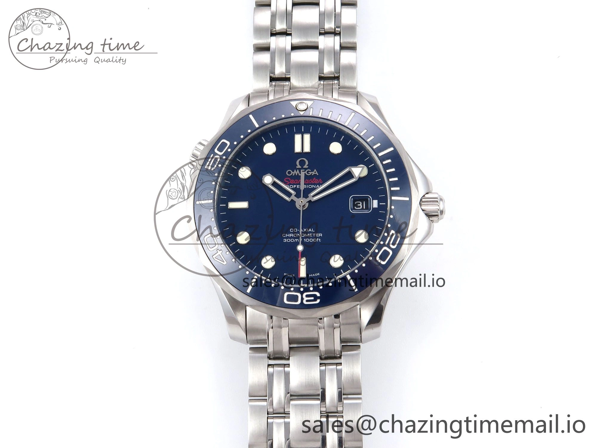 Modern Seamaster Diver 300M OMF 1:1 Best Edition Blue Ceramic Blue Dial on SS Bracelet A 7706