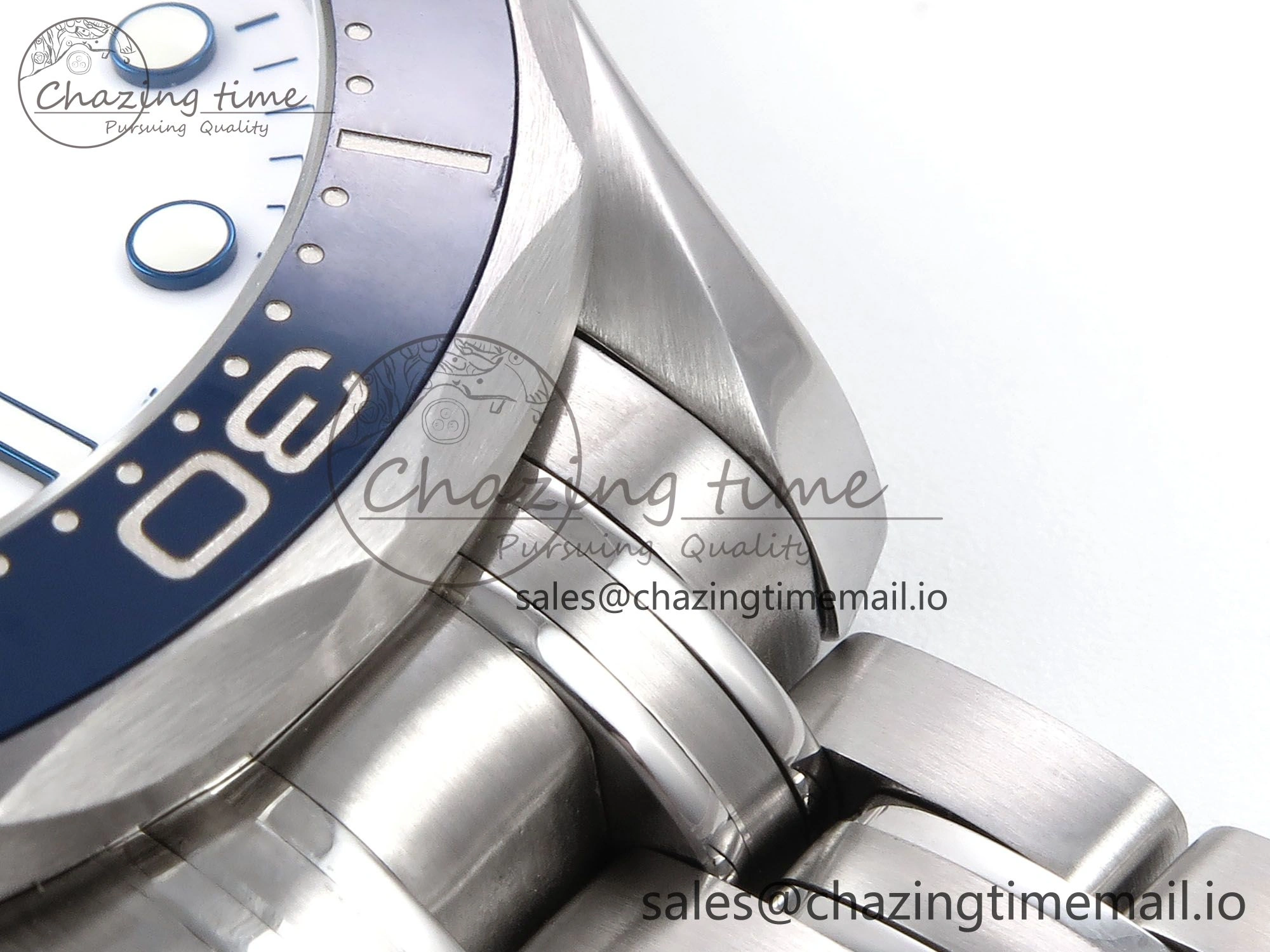 Seamaster Diver 300M OMF 1:1 Best Edition Blue Red Ceramic White Dial on SS Bracelet A SmoothTexture 7705