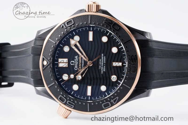Seamaster Diver 300M ORF 1:1 Best Edition Black Ceramic Black Dial on Black Rubber Strap A TimelessDesign 7794