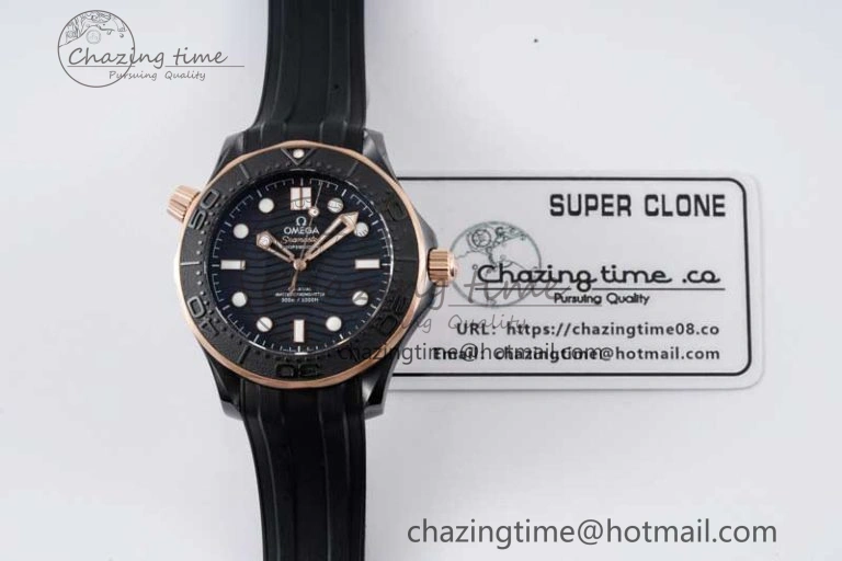 Seamaster Diver 300M ORF 1:1 Best Edition Black Ceramic Black Dial on Black Rubber Strap A TimelessDesign 7794