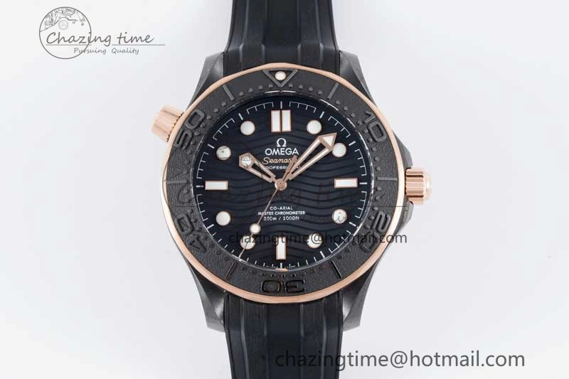 Seamaster Diver 300M ORF 1:1 Best Edition Black Ceramic Black Dial on Black Rubber Strap A TimelessDesign 7794