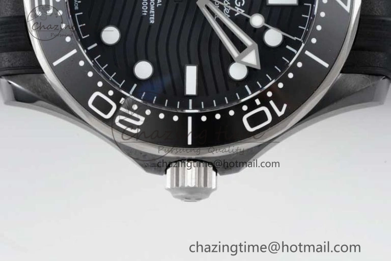 Seamaster Diver 300M ORF 1:1 Best Edition Black Ceramic  TI Black Dial on Black Rubber Strap A FlexibleFit 7793