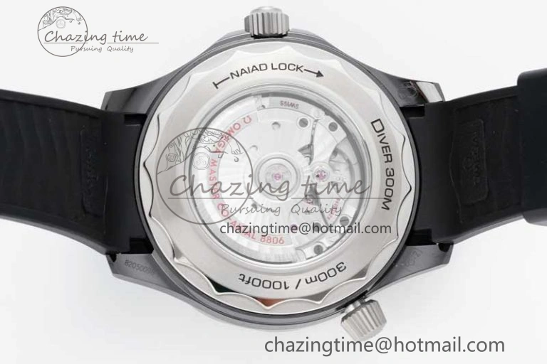Seamaster Diver 300M ORF 1:1 Best Edition Black Ceramic  TI Black Dial on Black Rubber Strap A FlexibleFit 7793