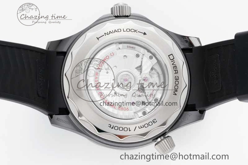 Seamaster Diver 300M ORF 1:1 Best Edition Black Ceramic  TI Black Dial on Black Rubber Strap A FlexibleFit 7793
