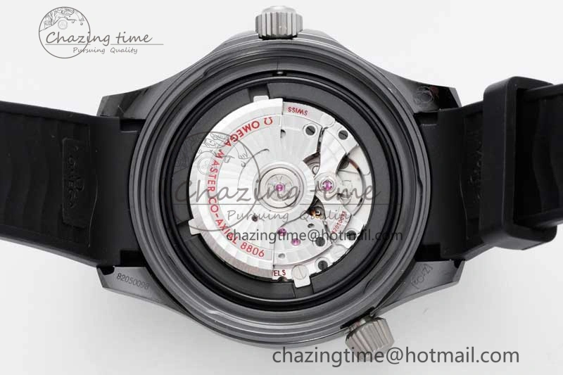 Seamaster Diver 300M ORF 1:1 Best Edition Black Ceramic  TI Black Dial on Black Rubber Strap A FlexibleFit 7793