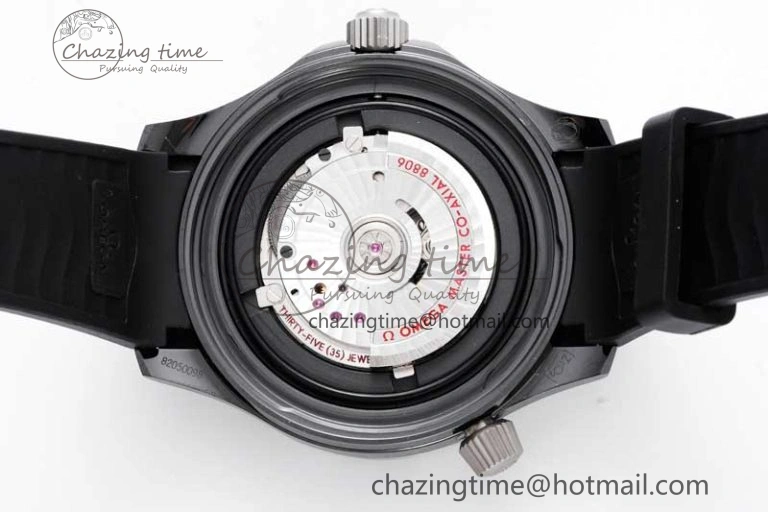 Seamaster Diver 300M ORF 1:1 Best Edition Black Ceramic  TI Black Dial on Black Rubber Strap A FlexibleFit 7793