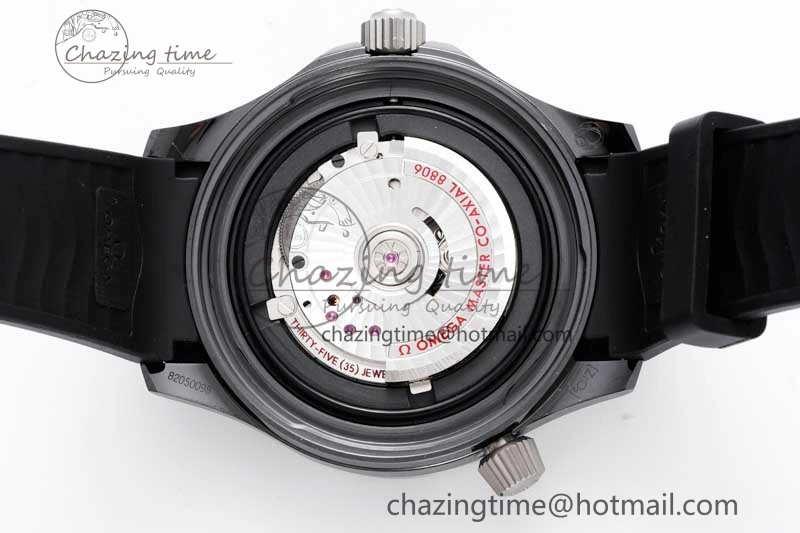 Seamaster Diver 300M ORF 1:1 Best Edition Black Ceramic  TI Black Dial on Black Rubber Strap A FlexibleFit 7793