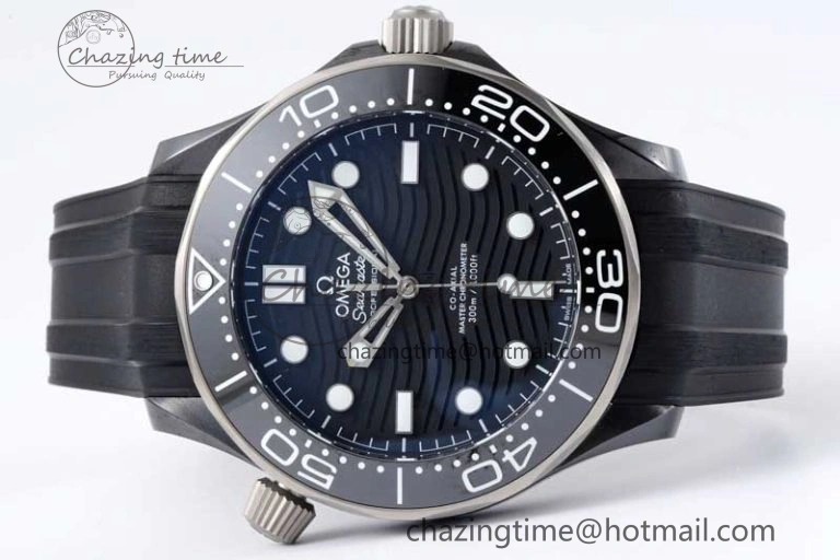 Seamaster Diver 300M ORF 1:1 Best Edition Black Ceramic  TI Black Dial on Black Rubber Strap A FlexibleFit 7793