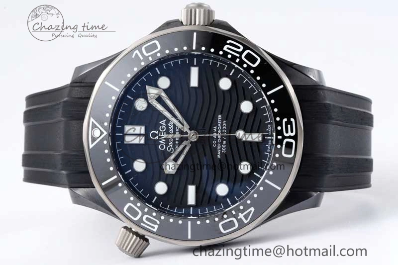 Seamaster Diver 300M ORF 1:1 Best Edition Black Ceramic  TI Black Dial on Black Rubber Strap A FlexibleFit 7793
