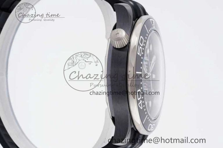 Seamaster Diver 300M ORF 1:1 Best Edition Black Ceramic  TI Black Dial on Black Rubber Strap A FlexibleFit 7793