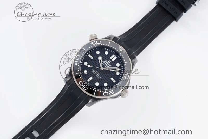 Seamaster Diver 300M ORF 1:1 Best Edition Black Ceramic  TI Black Dial on Black Rubber Strap A FlexibleFit 7793