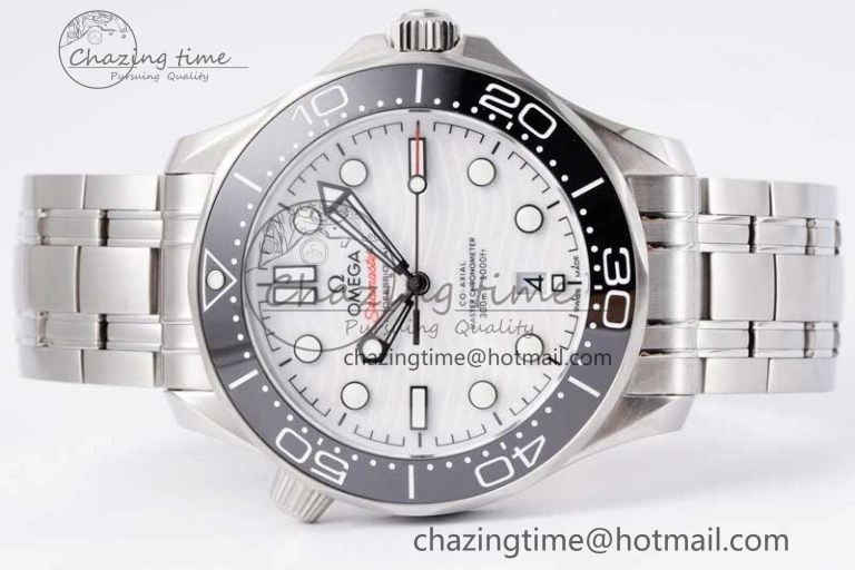 Durable Seamaster Diver 300M SS Black Ceramic Bezel JVSF 1:1 Best Edition White Dial on SS Bracelet A 7789
