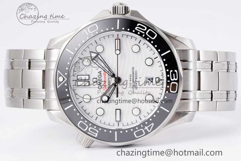 Durable Seamaster Diver 300M SS Black Ceramic Bezel JVSF 1:1 Best Edition White Dial on SS Bracelet A 7789