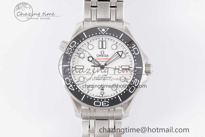 Durable Seamaster Diver 300M SS Black Ceramic Bezel JVSF 1:1 Best Edition White Dial on SS Bracelet A 7789