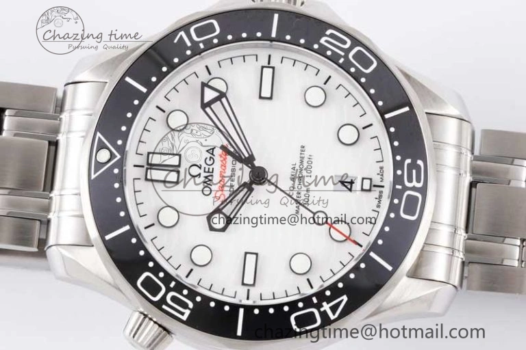 Durable Seamaster Diver 300M SS Black Ceramic Bezel JVSF 1:1 Best Edition White Dial on SS Bracelet A 7789