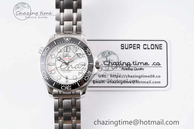 Durable Seamaster Diver 300M SS Black Ceramic Bezel JVSF 1:1 Best Edition White Dial on SS Bracelet A 7789